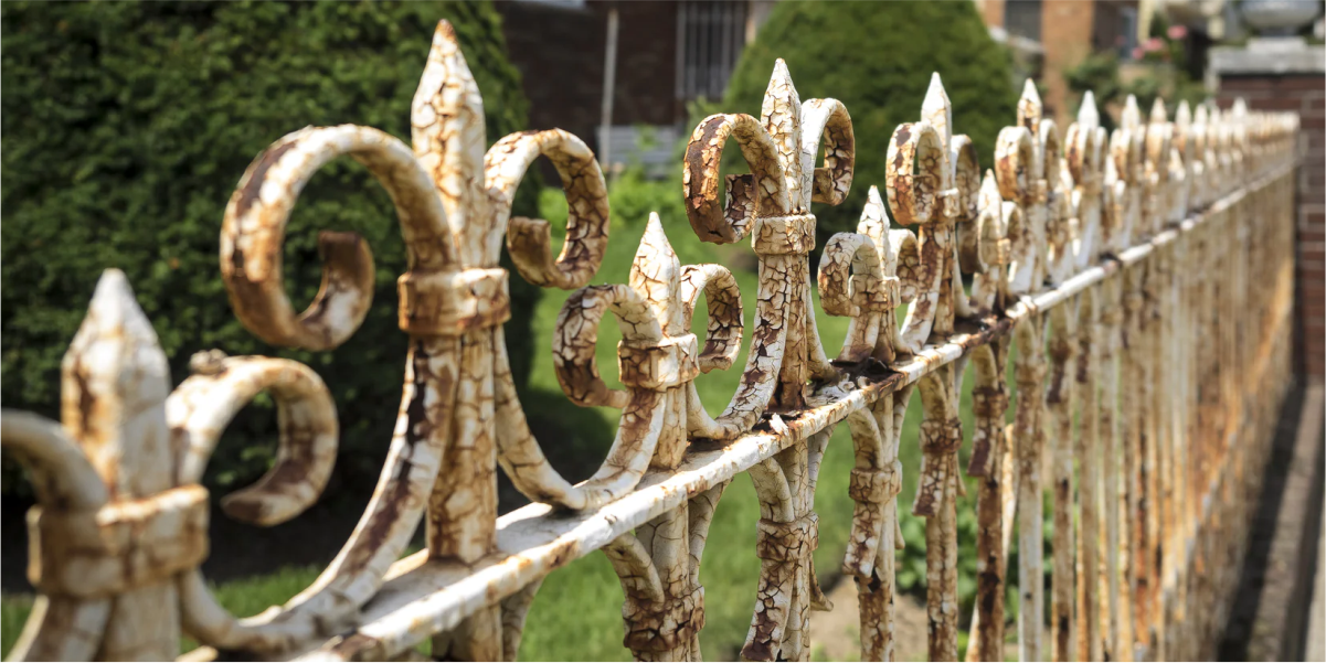 rusty metal fence